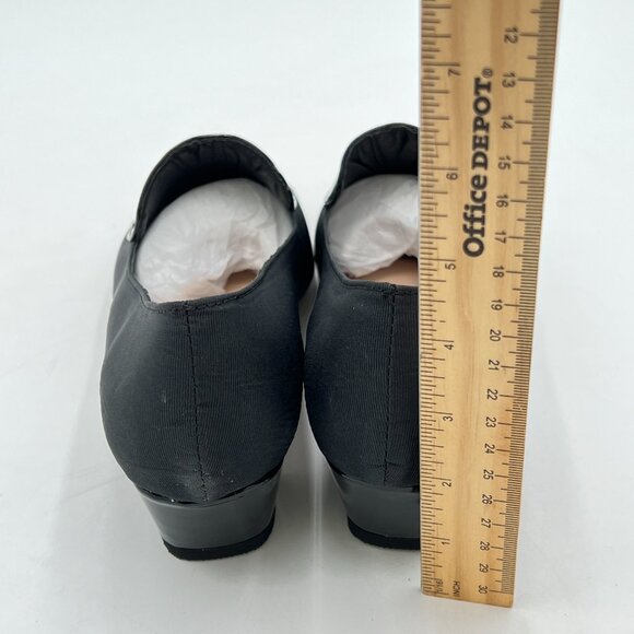 FOWT Classic Black or Two Toned Side V Cut Loafers Ladies Round Toe Mid Chunk - Picture 4 of 7